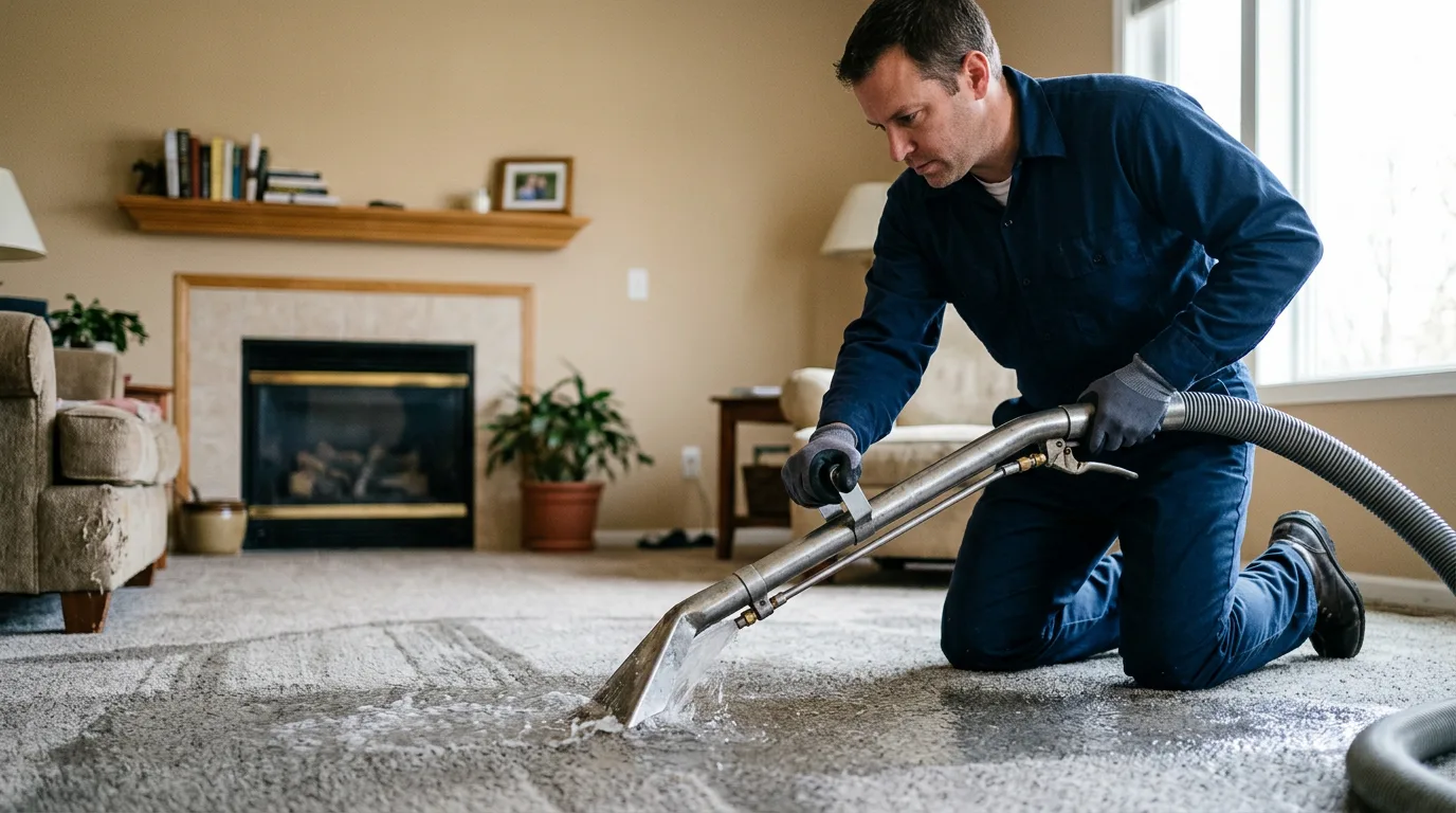 Water damage restoration technician working near Spencerville, IN